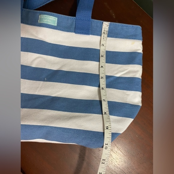 Dolce & Gabbana Light Blue Striped Canvas Lined Tote Bag - Picture 8 of 12